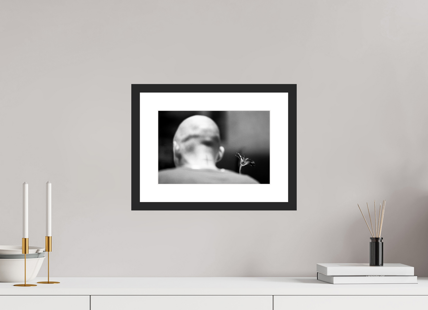 30 x 20 cm, Wood Frame with Passe-Partout | Black Matte Moby 02