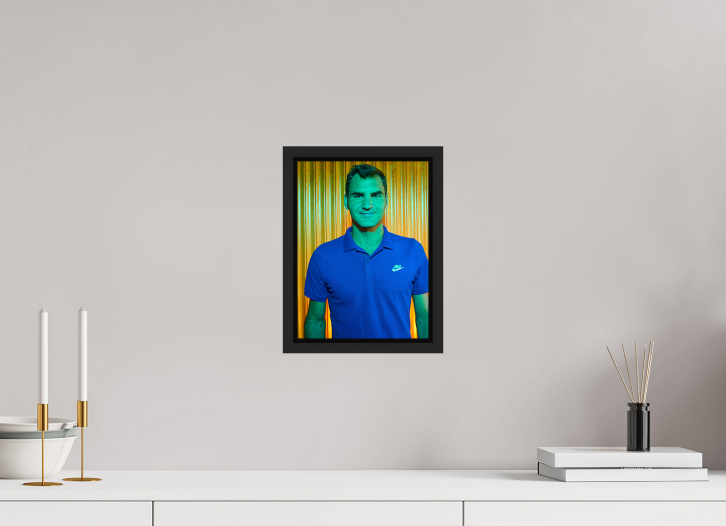 20 x 27,1 cm, Floater Frame | Black Matte Roger Federer 03