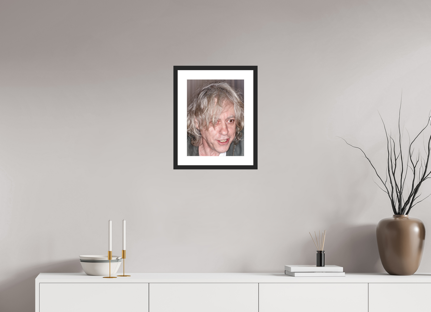 30 x 40 cm, Wood Frame with Passe-Partout | Black Matte Bob Geldof 05