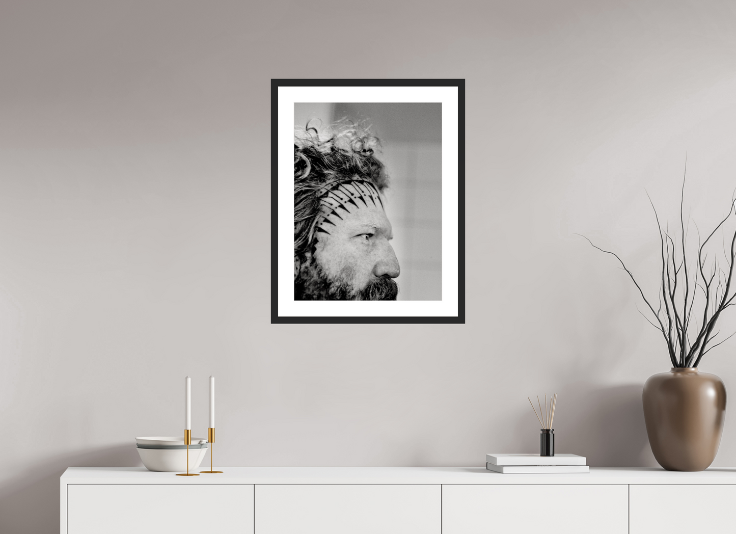 45 x 60 cm, Wood Frame with Passe-Partout | Black Matte Brent Hinds - Mastodon 01