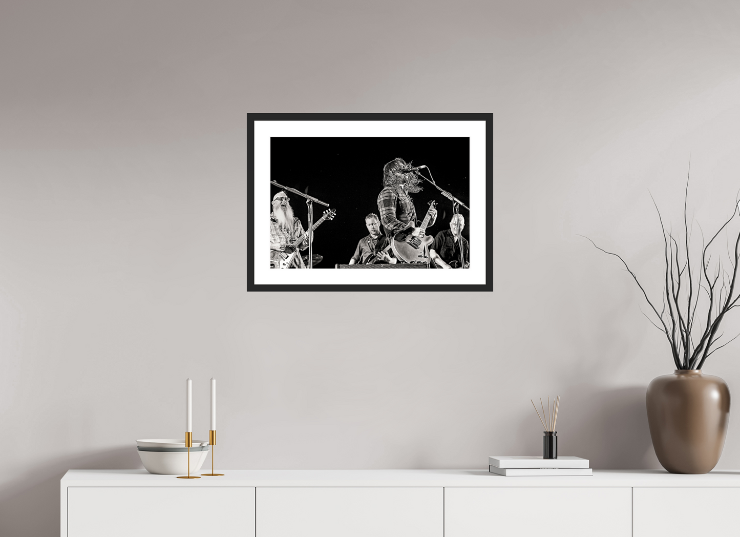 60 x 40 cm, Wood Frame with Passe-Partout | Black Matte Dave Grohl - Foo Fighters Live 03