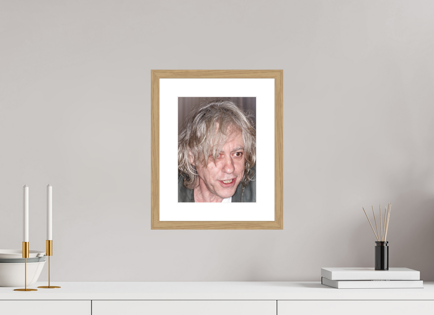 21 x 28 cm, Wood Frame with Passe-Partout | Oak Bob Geldof 05
