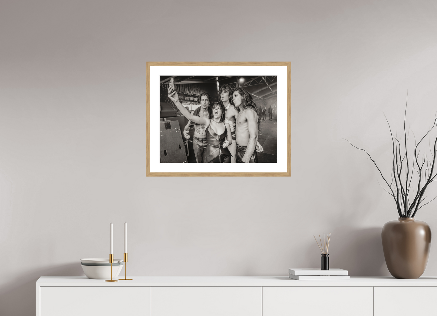 60 x 45 cm, Wood Frame with Passe-Partout | Oak Måneskin 01