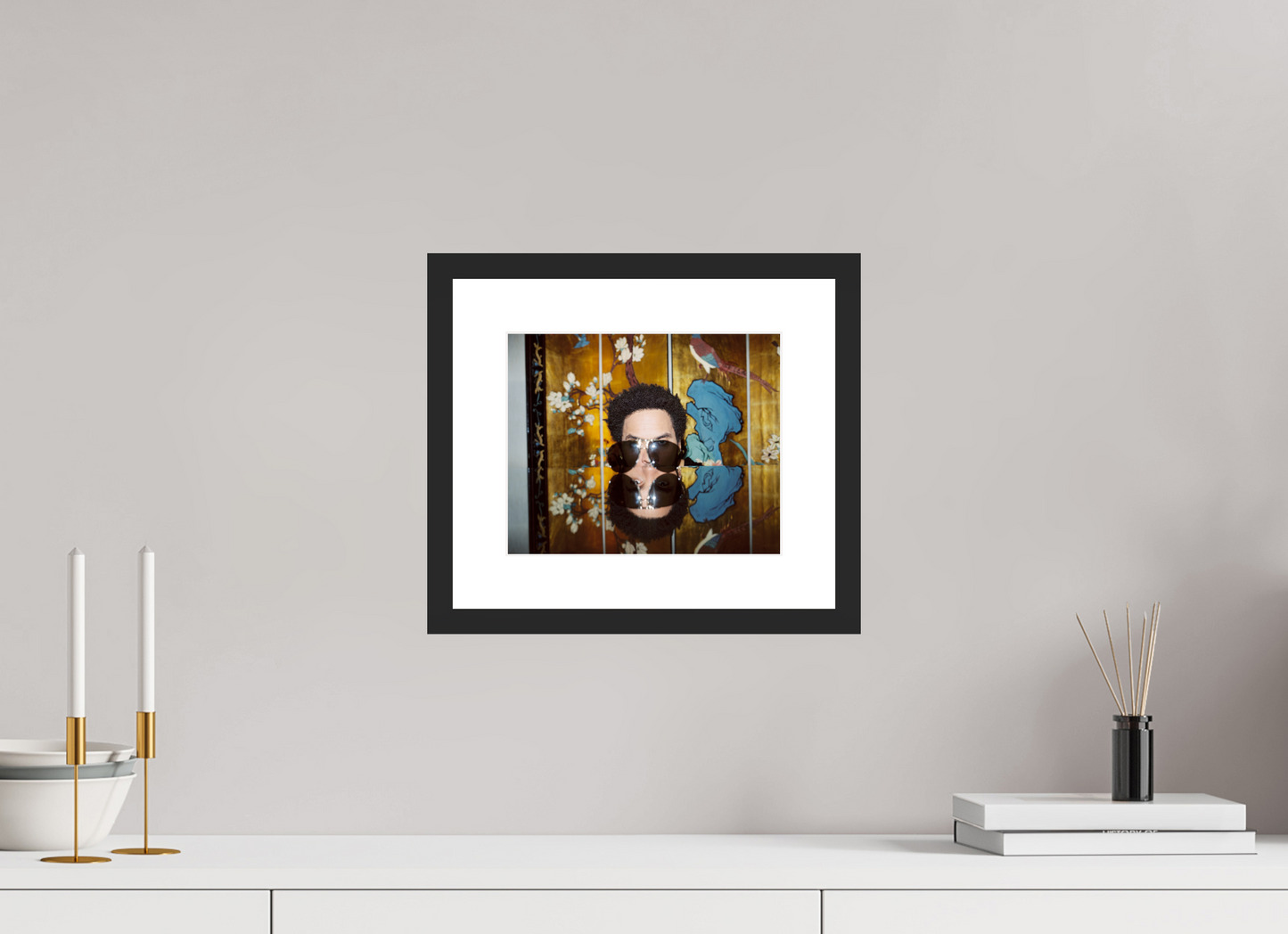 24,5 x 20 cm, Wood Frame with Passe-Partout | Black Matte Lenny Kravitz 03