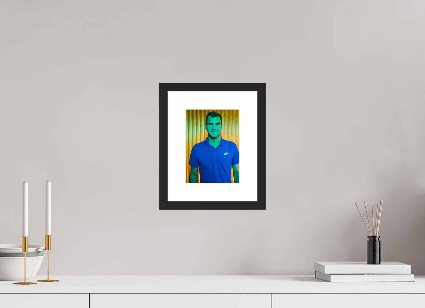 15 x 20,3 cm, Wood Frame with Passe-Partout | Black Matte Roger Federer 03