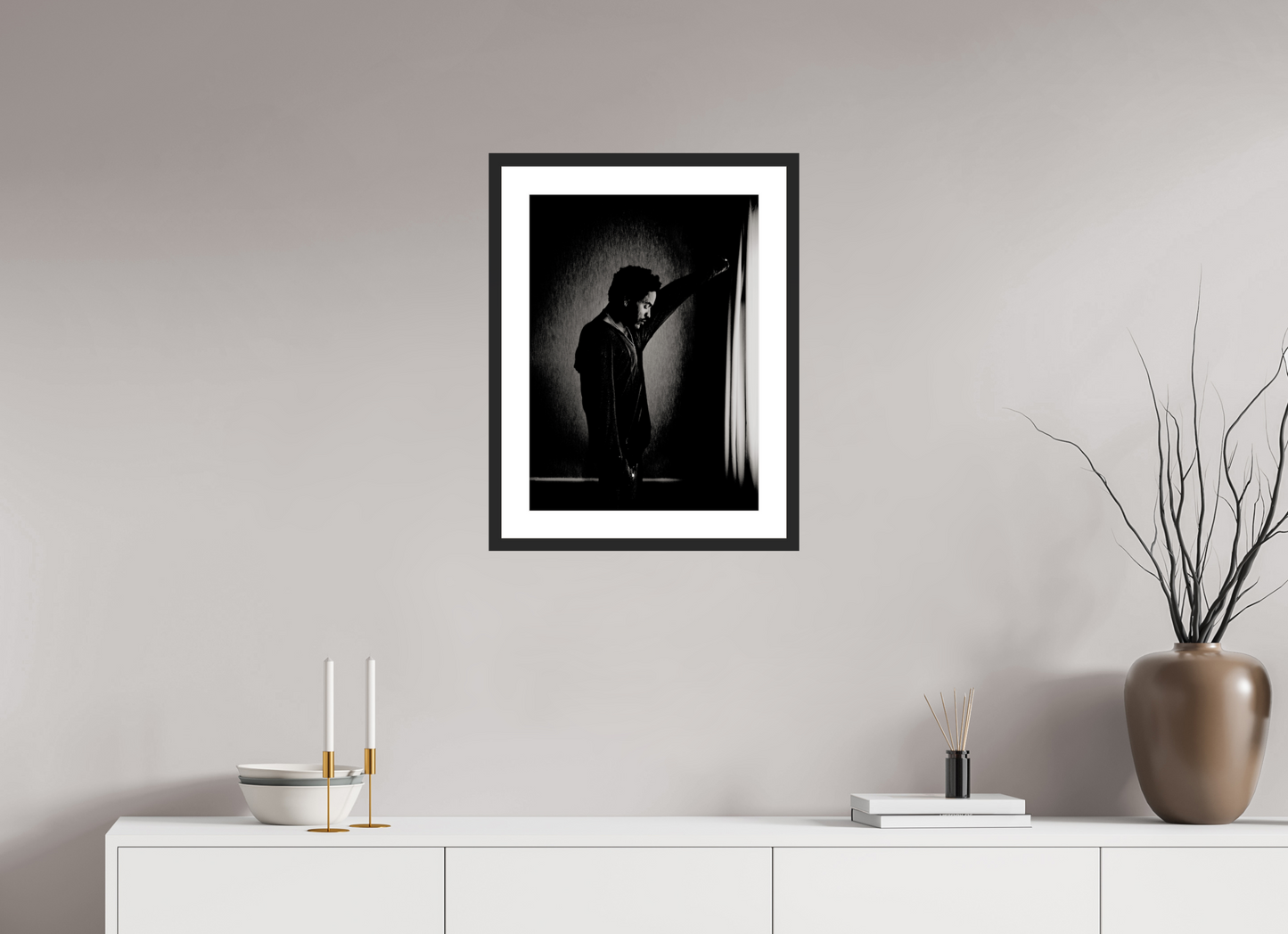 40 x 54,8 cm, Wood Frame with Passe-Partout | Black Matte Lenny Kravitz 09