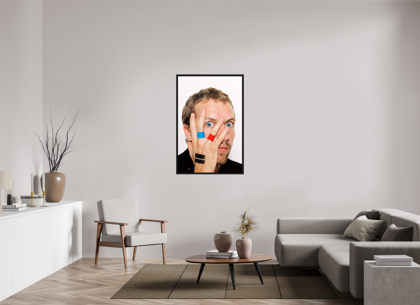80 x 120 cm, Floater Frame | Black Matte Chris Martin - Coldplay 06