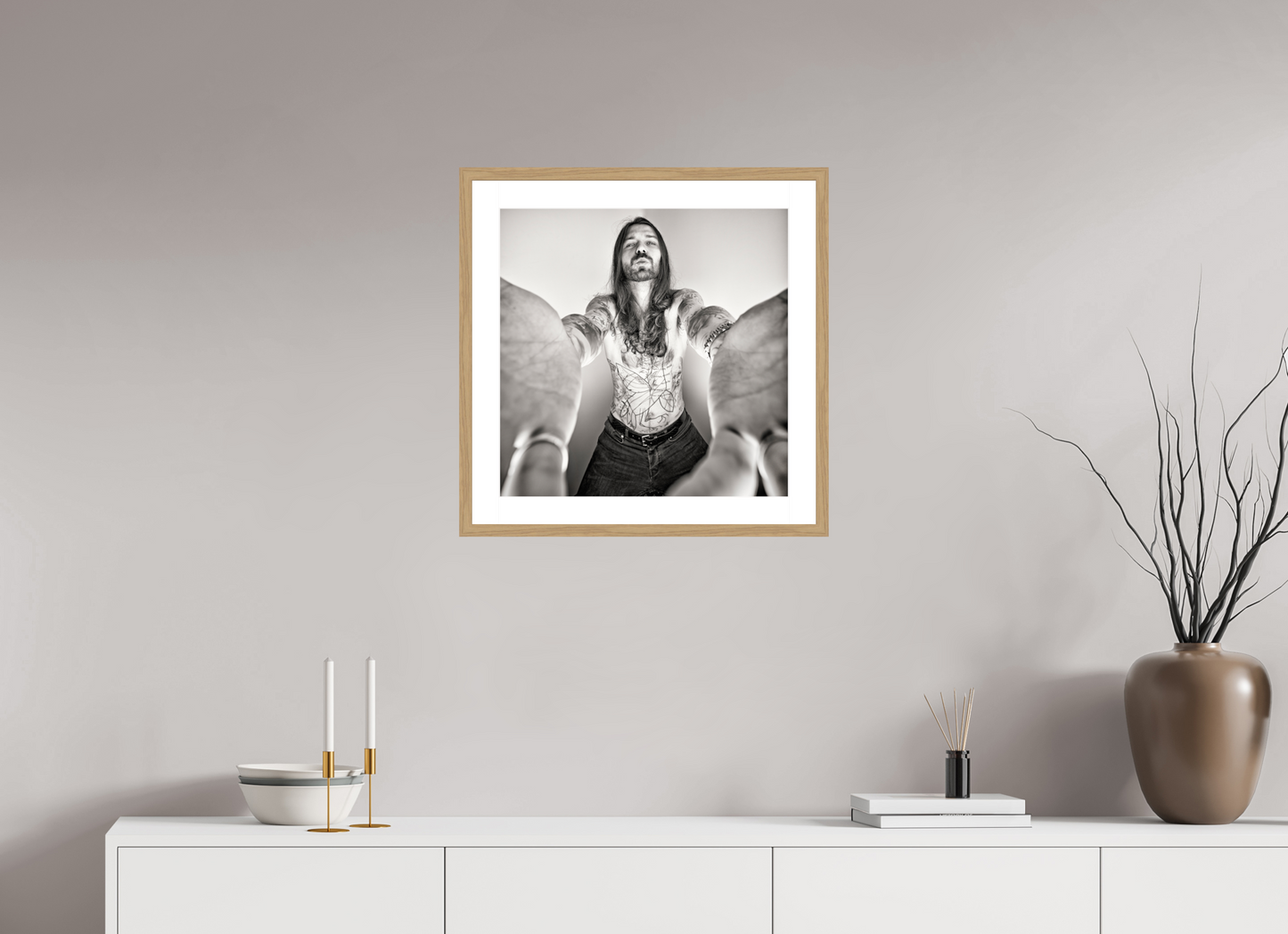 50 x 50 cm, Wood Frame with Passe-Partout | Oak Simon Neil - Biffy Clyro 02