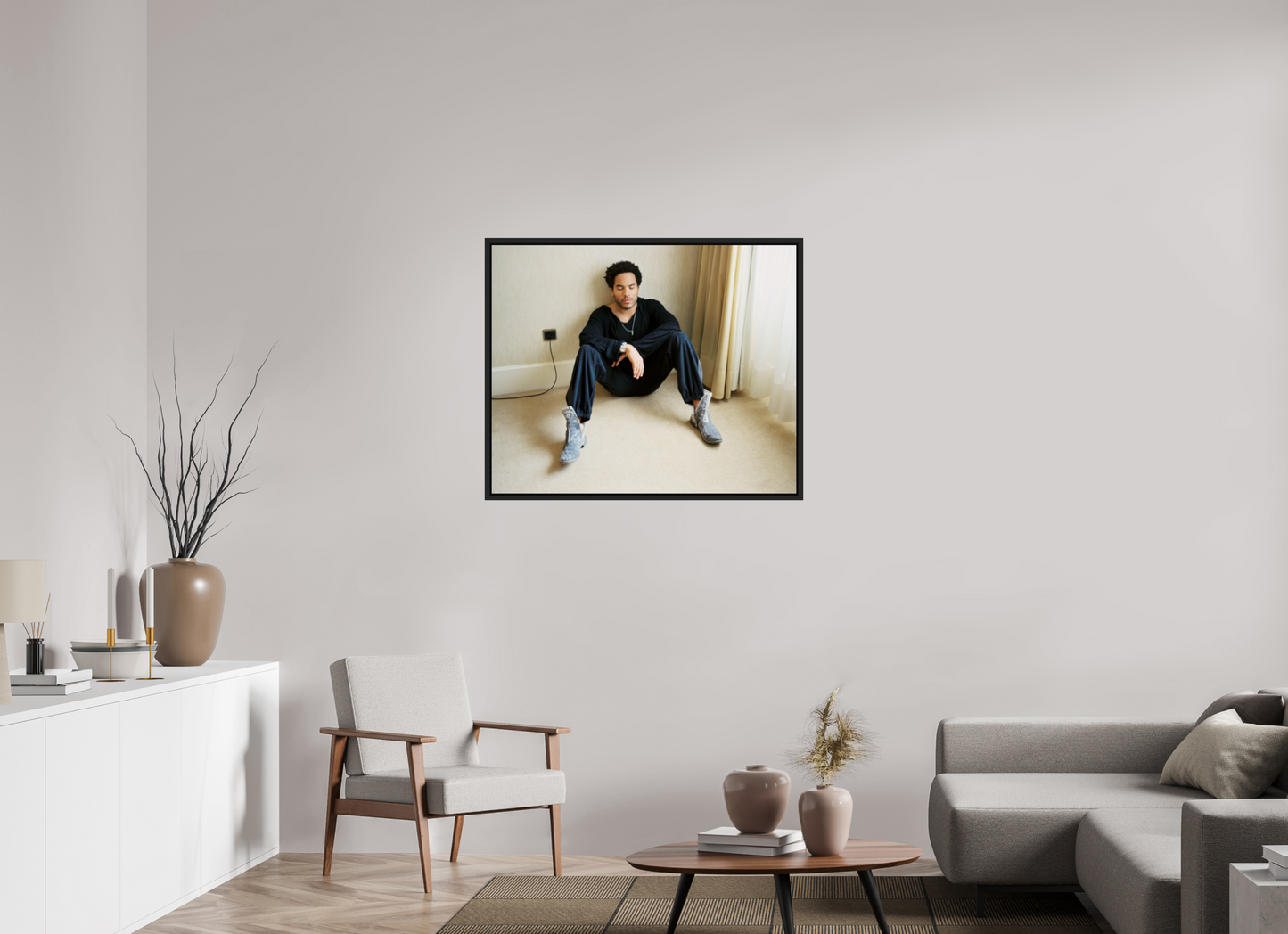 98,1 x 80 cm, Floater Frame | Black Matte Lenny Kravitz 06