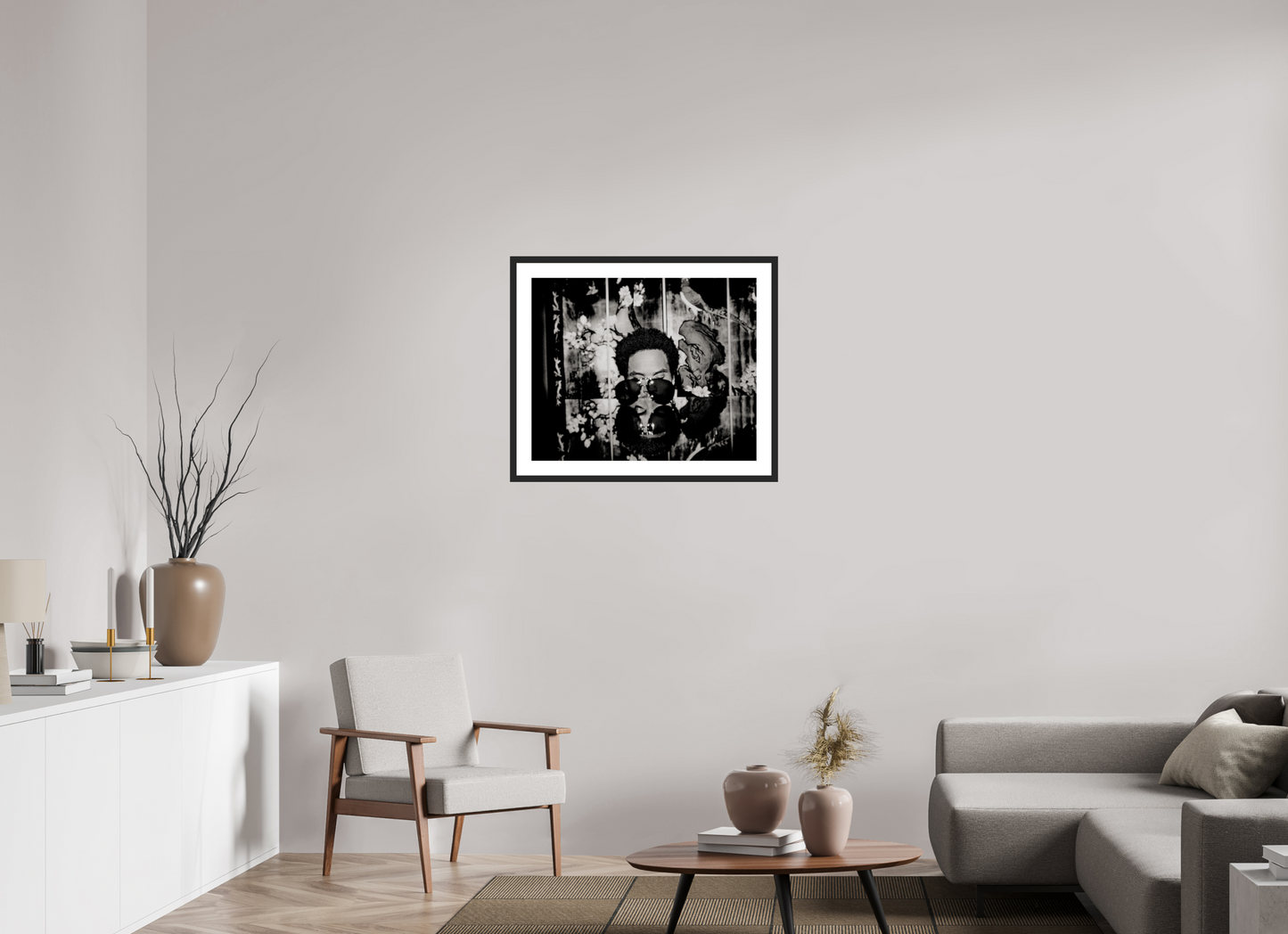73,6 x 60 cm, Wood Frame with Passe-Partout | Black Matte Lenny Kravitz 04