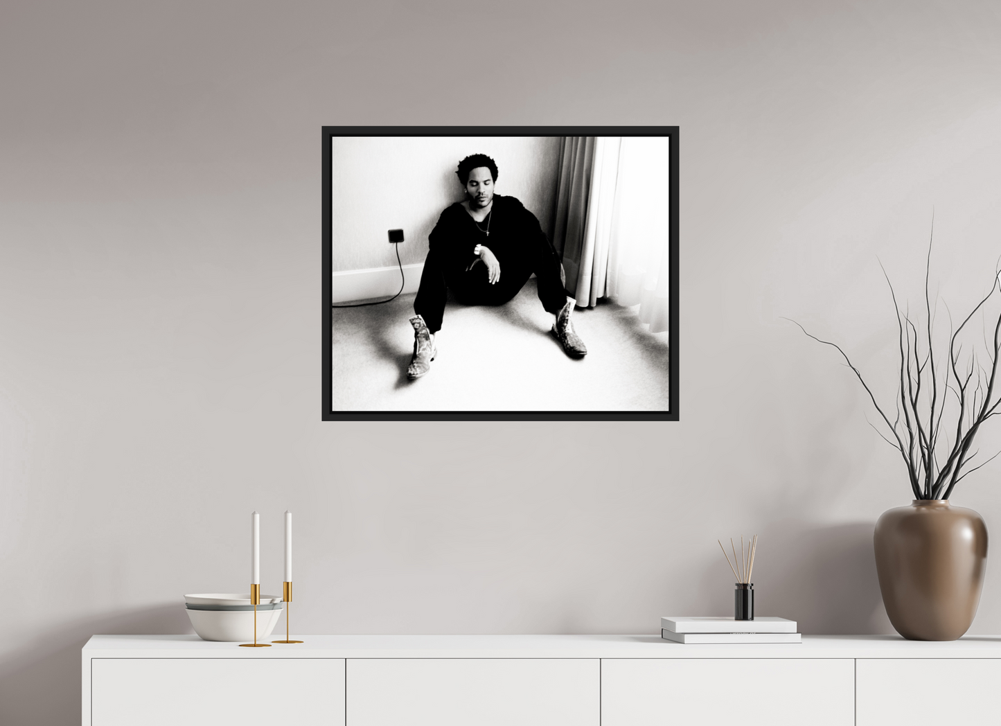 73,6 x 60 cm, Floater Frame | Black Matte Lenny Kravitz 08