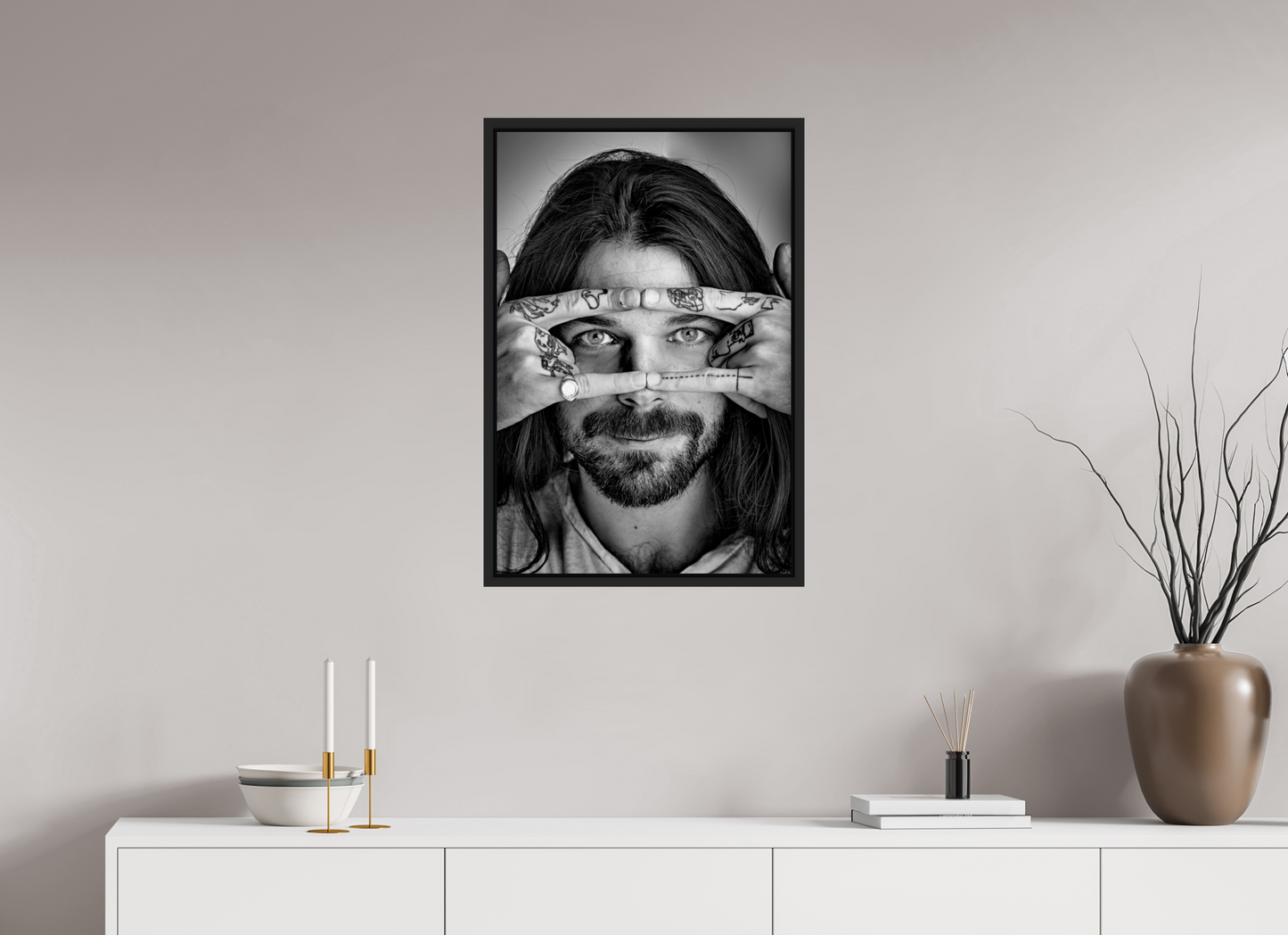 50 x 75 cm, Floater Frame | Black Matte Simon Neil - Biffy Clyro 01