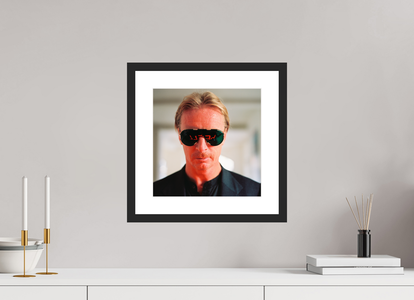 30 x 30 cm, Wood Frame with Passe-Partout | Black Matte DJ Hell 01