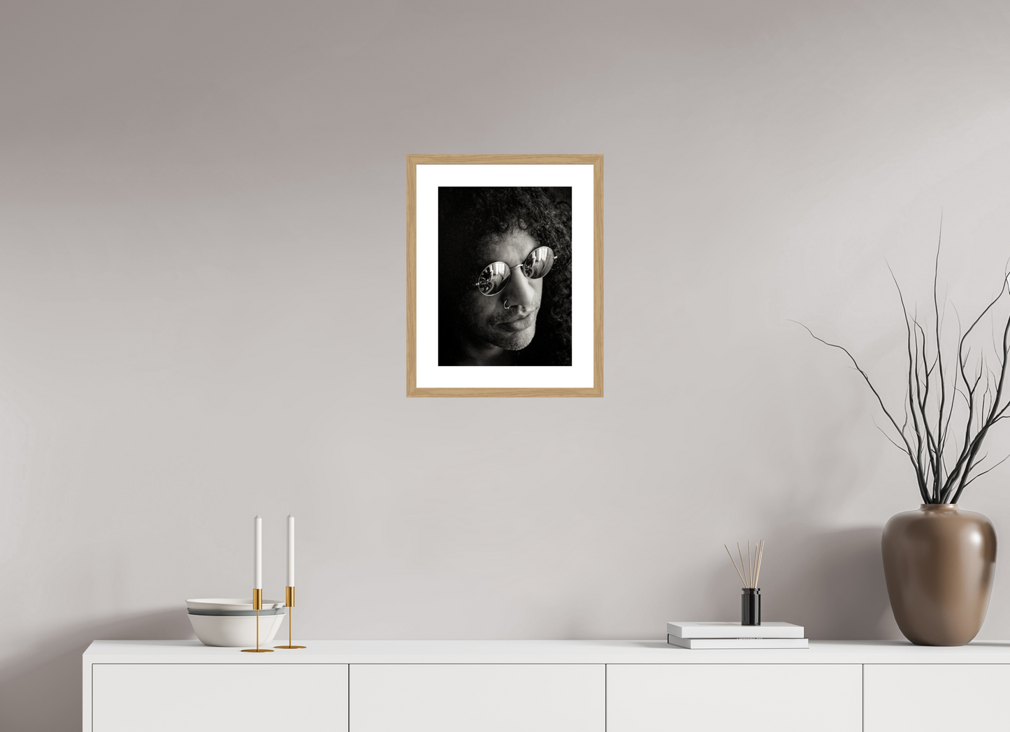 30 x 40 cm, Wood Frame with Passe-Partout | Oak Slash 05