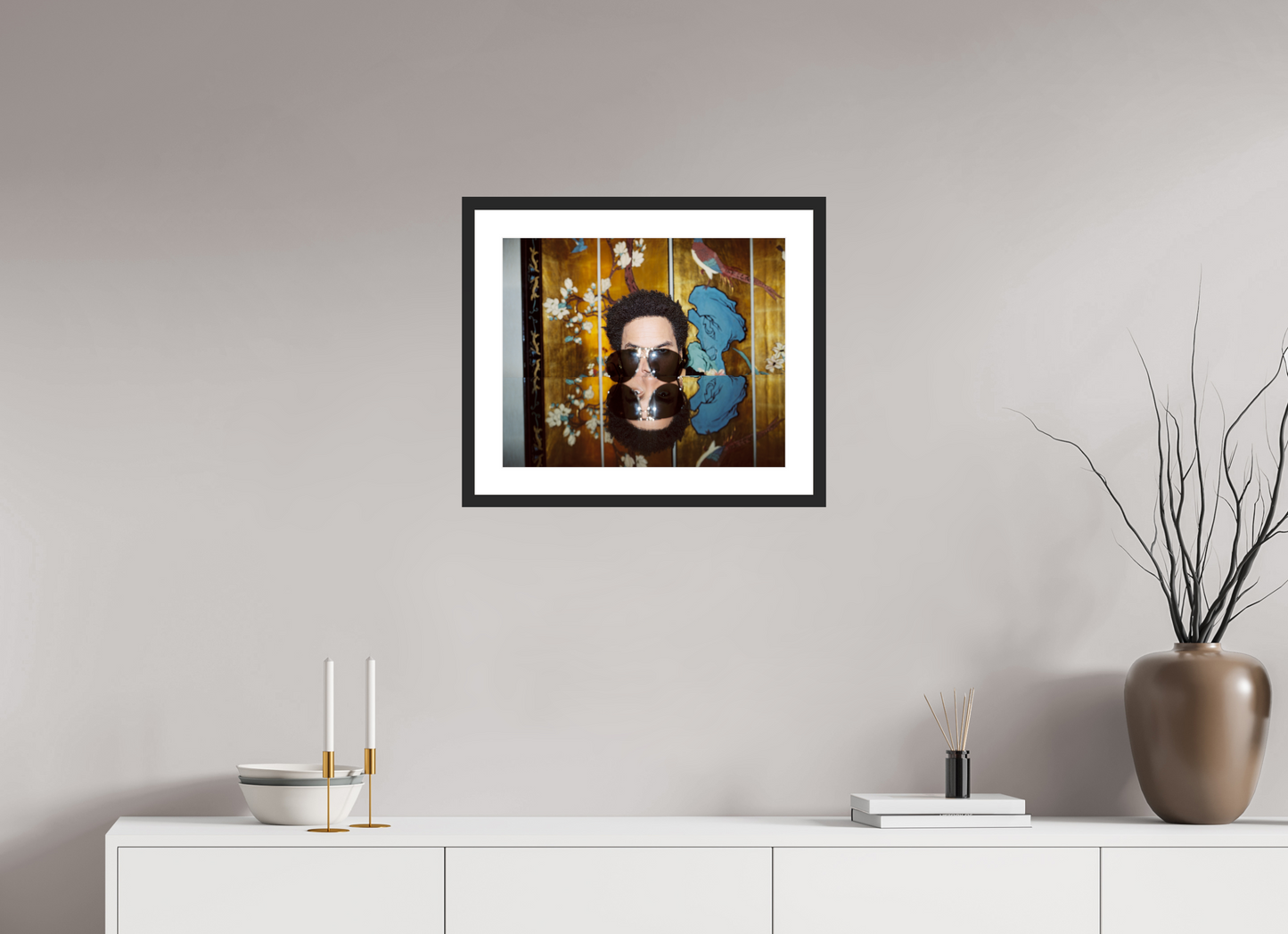 49,1 x 40 cm, Wood Frame with Passe-Partout | Black Matte Lenny Kravitz 03