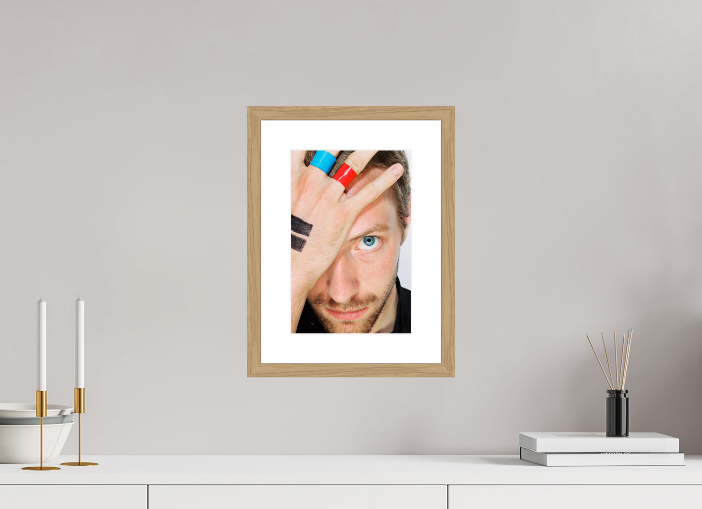 20 x 30 cm, Wood Frame with Passe-Partout | Oak Chris Martin - Coldplay 04
