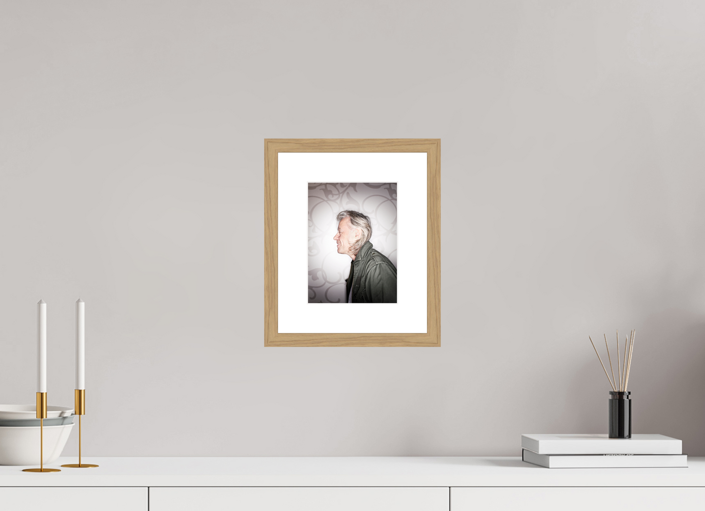 15 x 20 cm, Wood Frame with Passe-Partout | Oak Bob Geldof 01