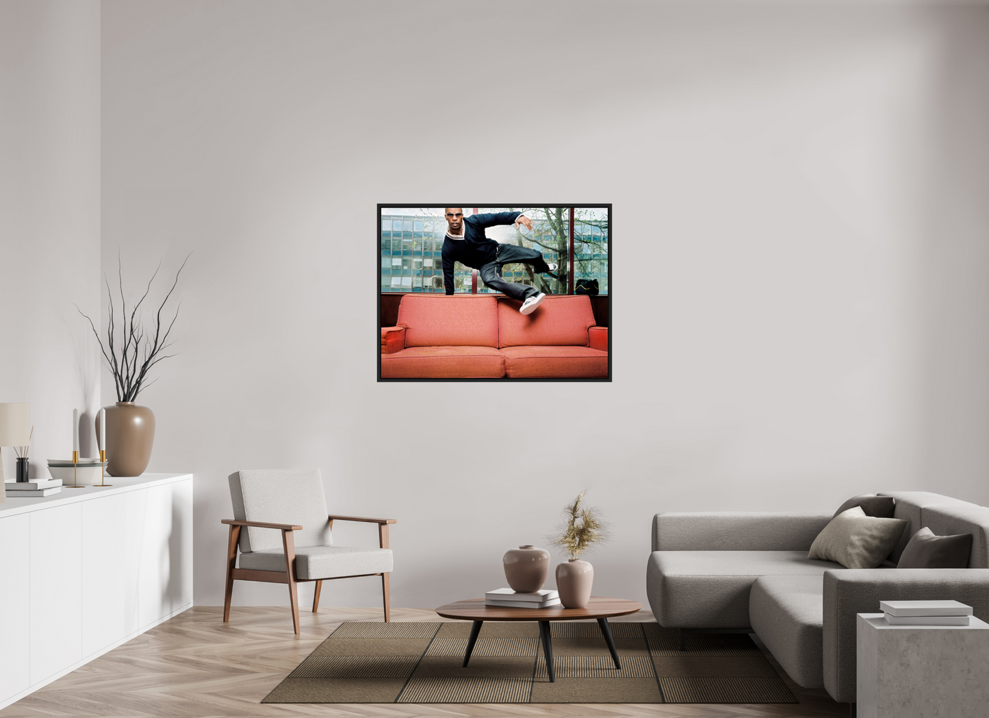 120 x 90 cm, Floater Frame | Black Matte Jamie Foxx 02