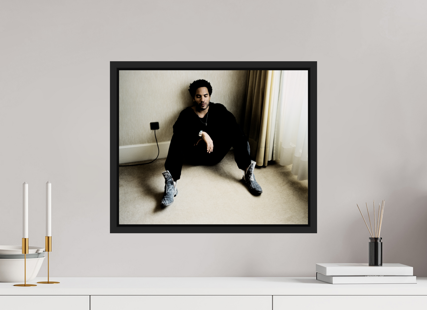 49,1 x 40 cm, Floater Frame | Black Matte Lenny Kravitz 07