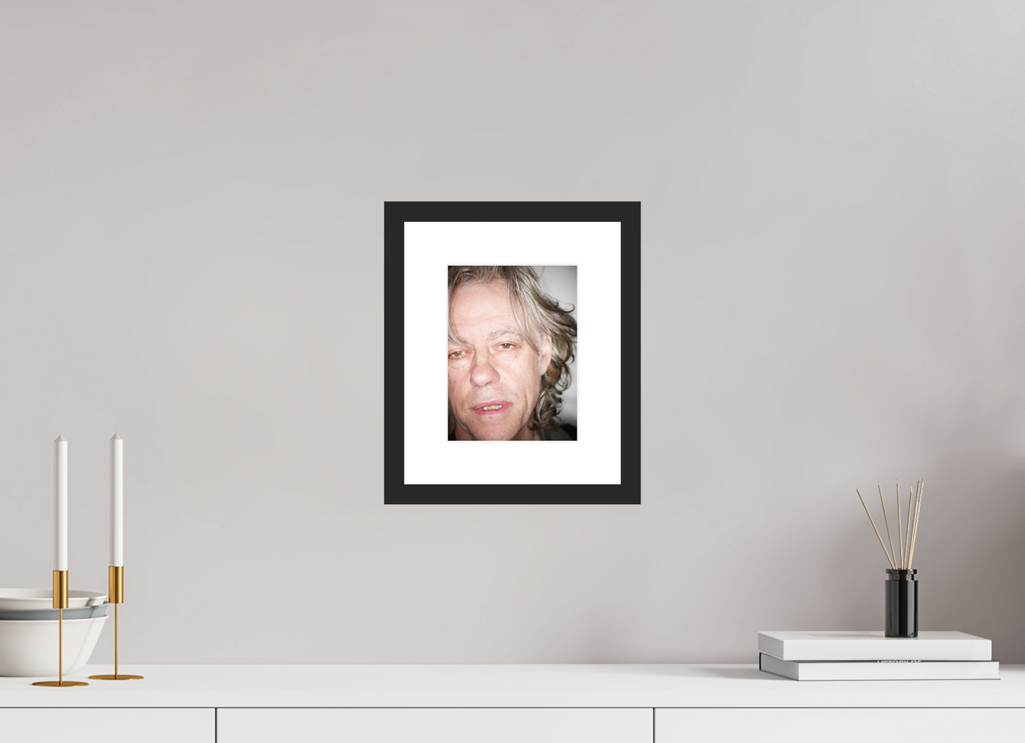 15 x 20 cm, Wood Frame with Passe-Partout | Black Matte Bob Geldof 03