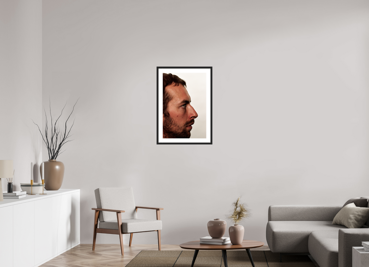 50 x 75 cm, Wood Frame with Passe-Partout | Black Matte Chris Martin - Coldplay 03