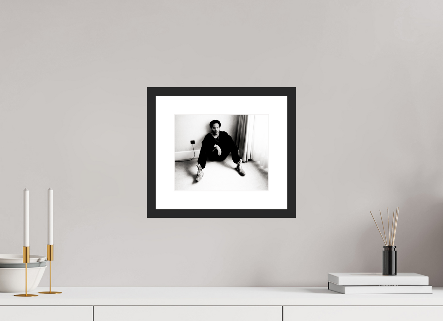 24,5 x 20 cm, Wood Frame with Passe-Partout | Black Matte Lenny Kravitz 08