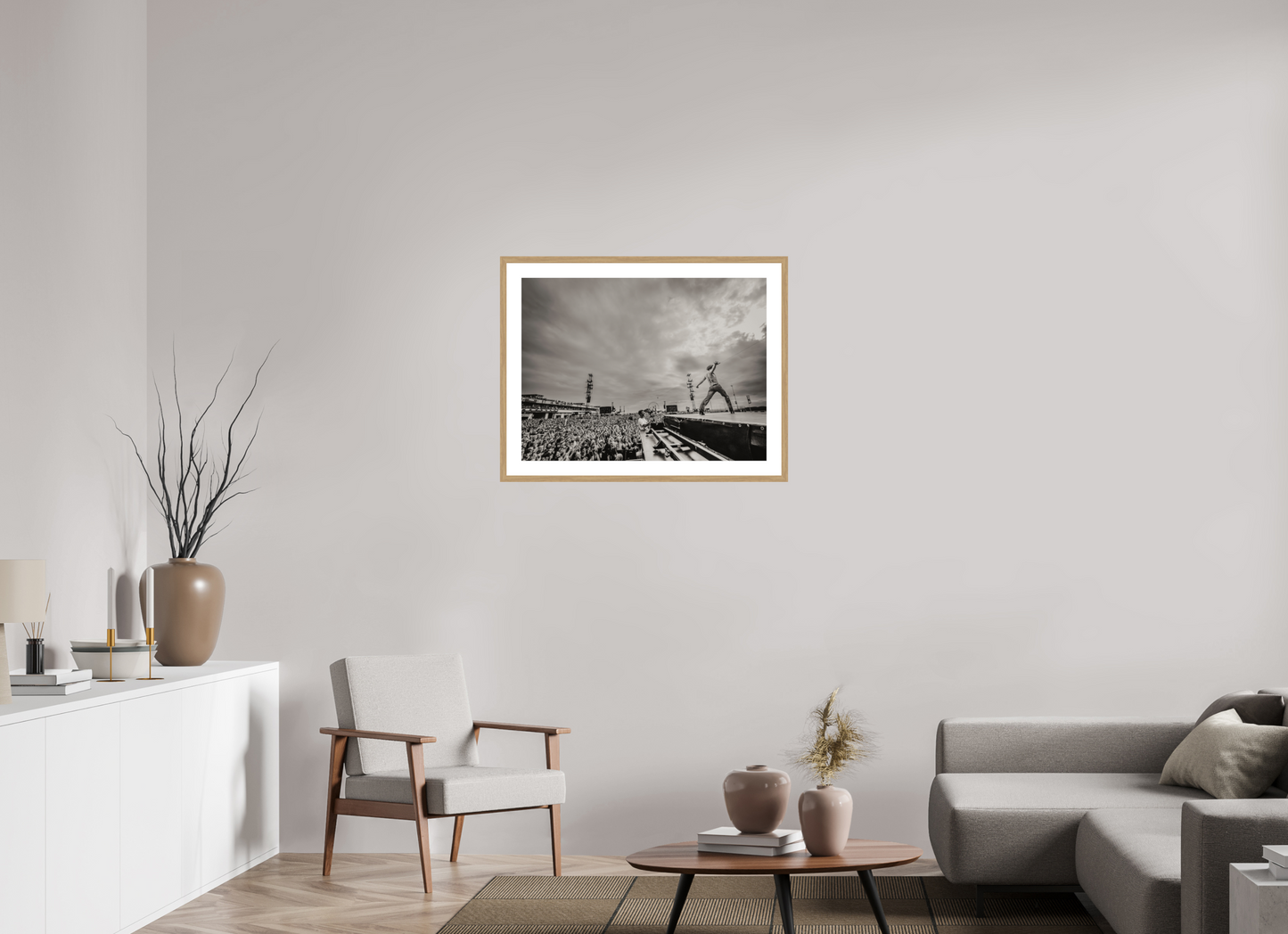 80 x 60 cm, Wood Frame with Passe-Partout | Oak Måneskin Live 02
