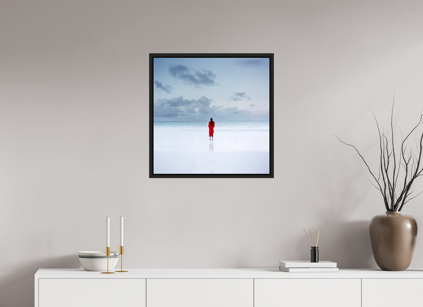 60 x 60 cm, Floater Frame | Black Matte Massai - Zanzibar, Tansania 03