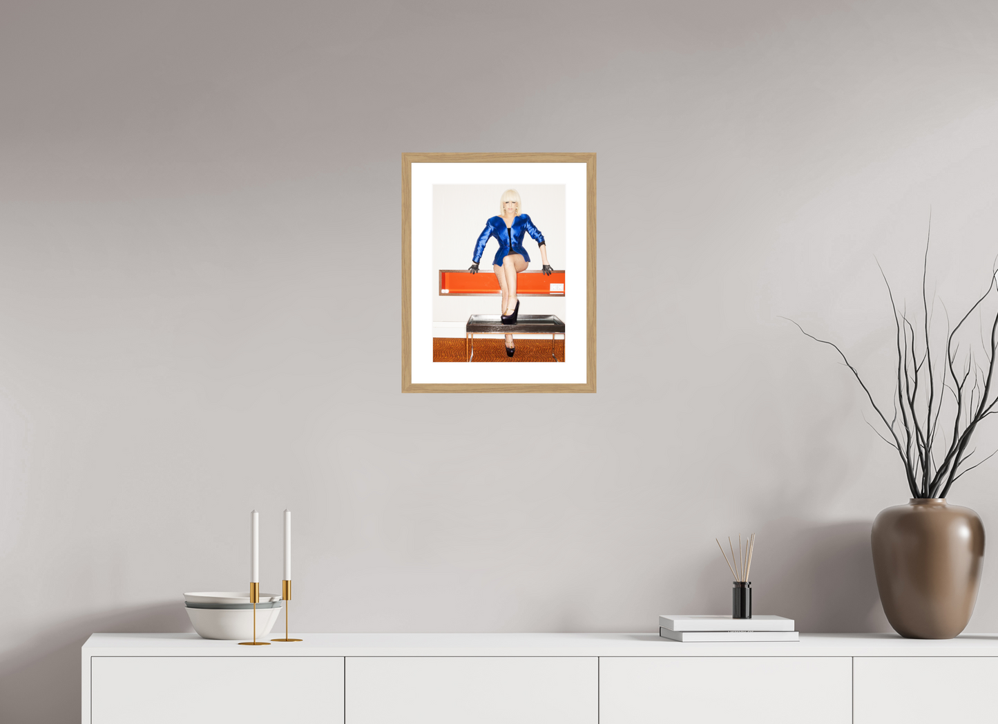 30 x 40 cm, Wood Frame with Passe-Partout | Oak Lady Gaga 07