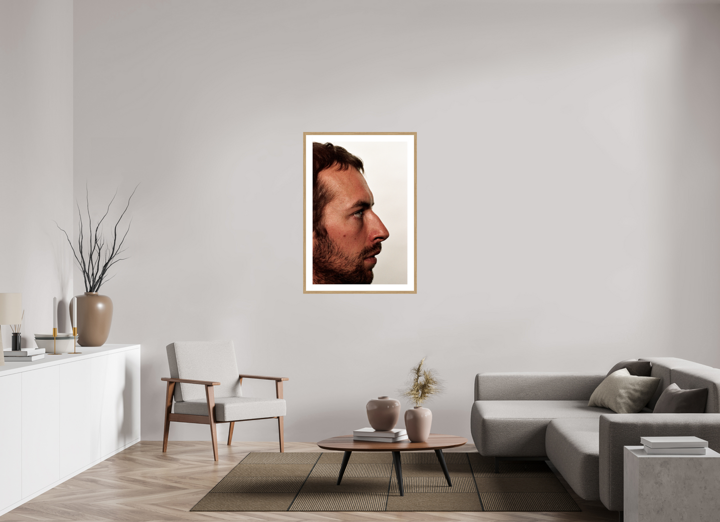 70 x 105 cm, Wood Frame with Passe-Partout | Oak Chris Martin - Coldplay 03