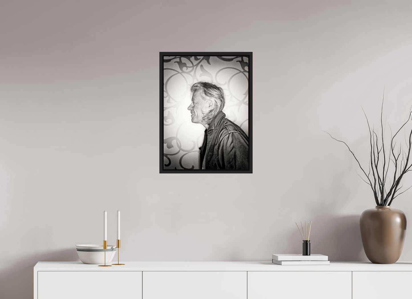 45 x 60 cm, Floater Frame | Black Matte Bob Geldof 02