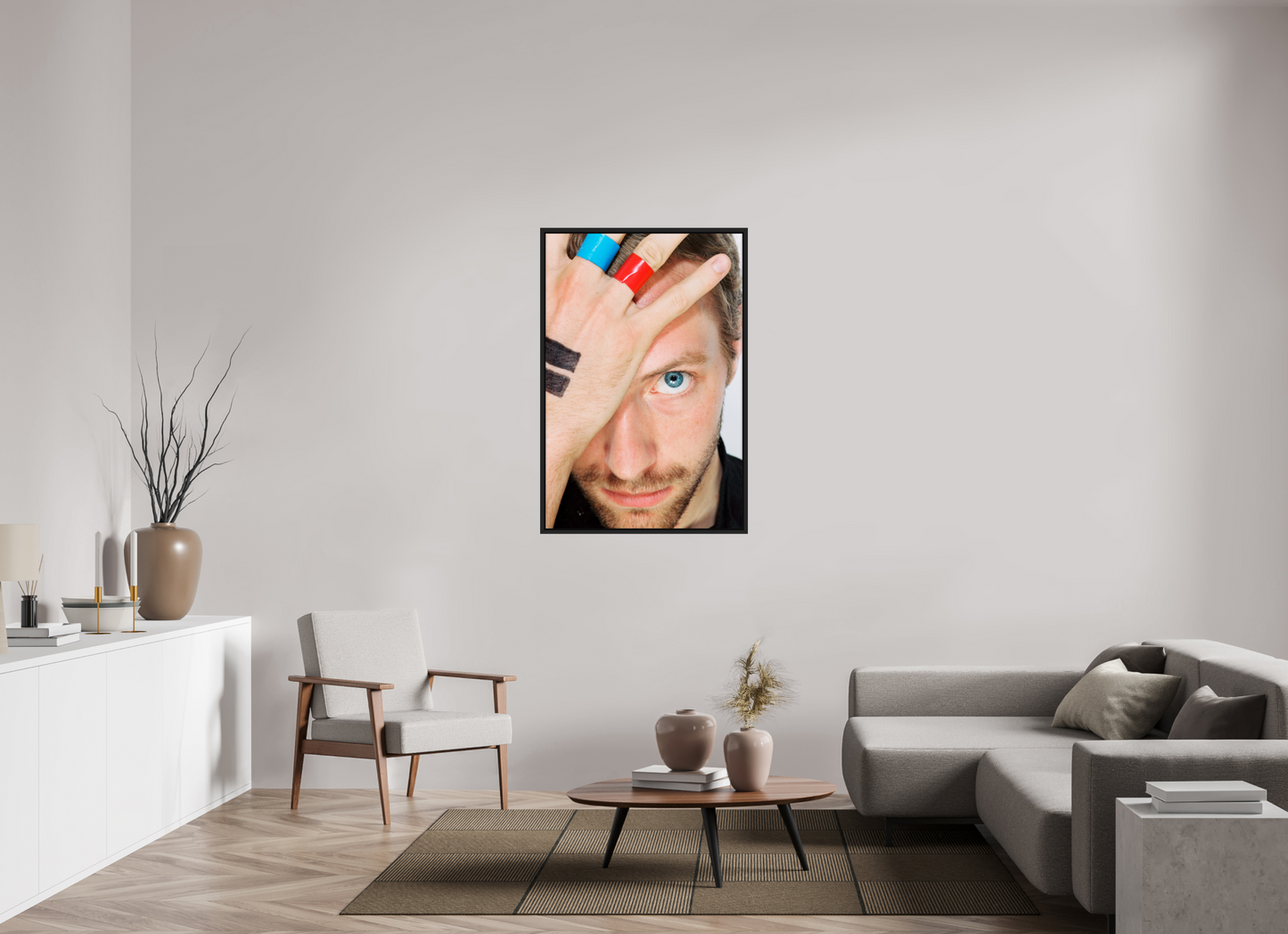 80 x 120 cm, Floater Frame | Black Matte Chris Martin - Coldplay 04