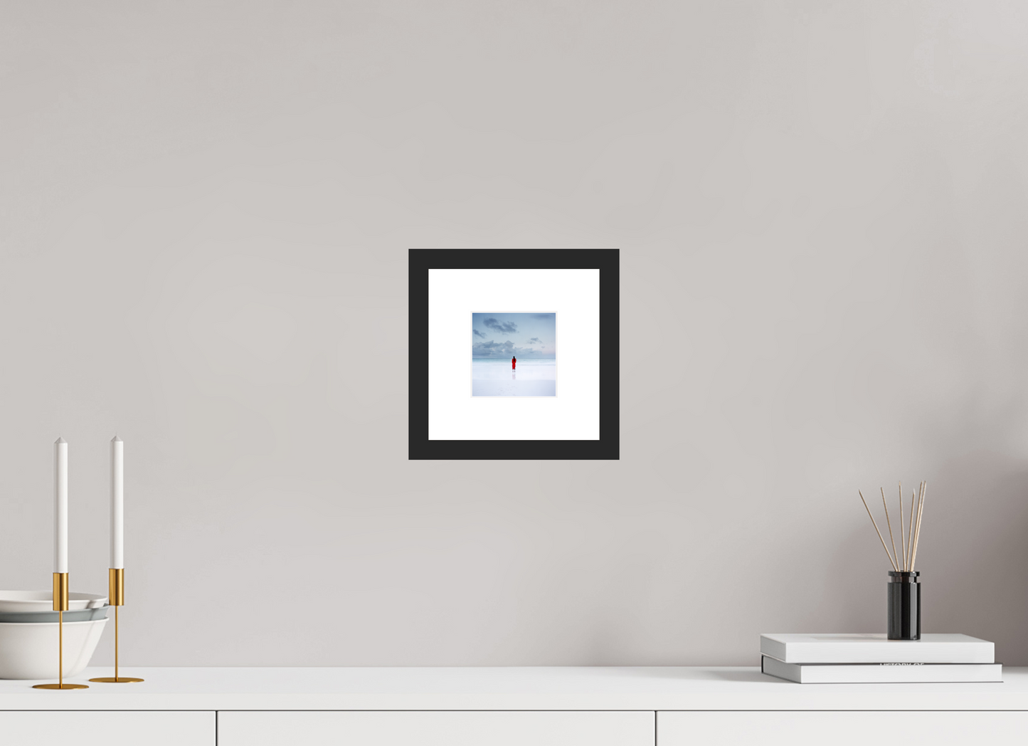 10 x 10 cm, Wood Frame with Passe-Partout | Black Matte Massai - Zanzibar, Tansania 03