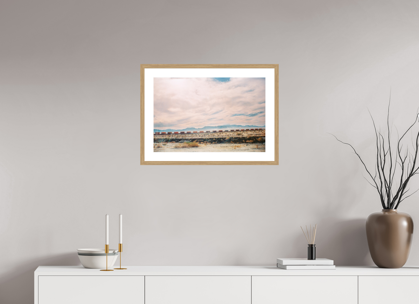 59,5 x 40 cm, Wood Frame with Passe-Partout | Oak USA - Agfa Clack 01