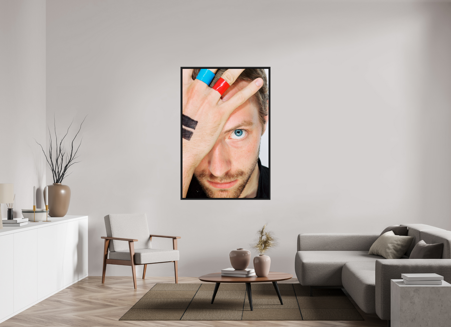 100 x 150 cm, Floater Frame | Black Matte Chris Martin - Coldplay 04