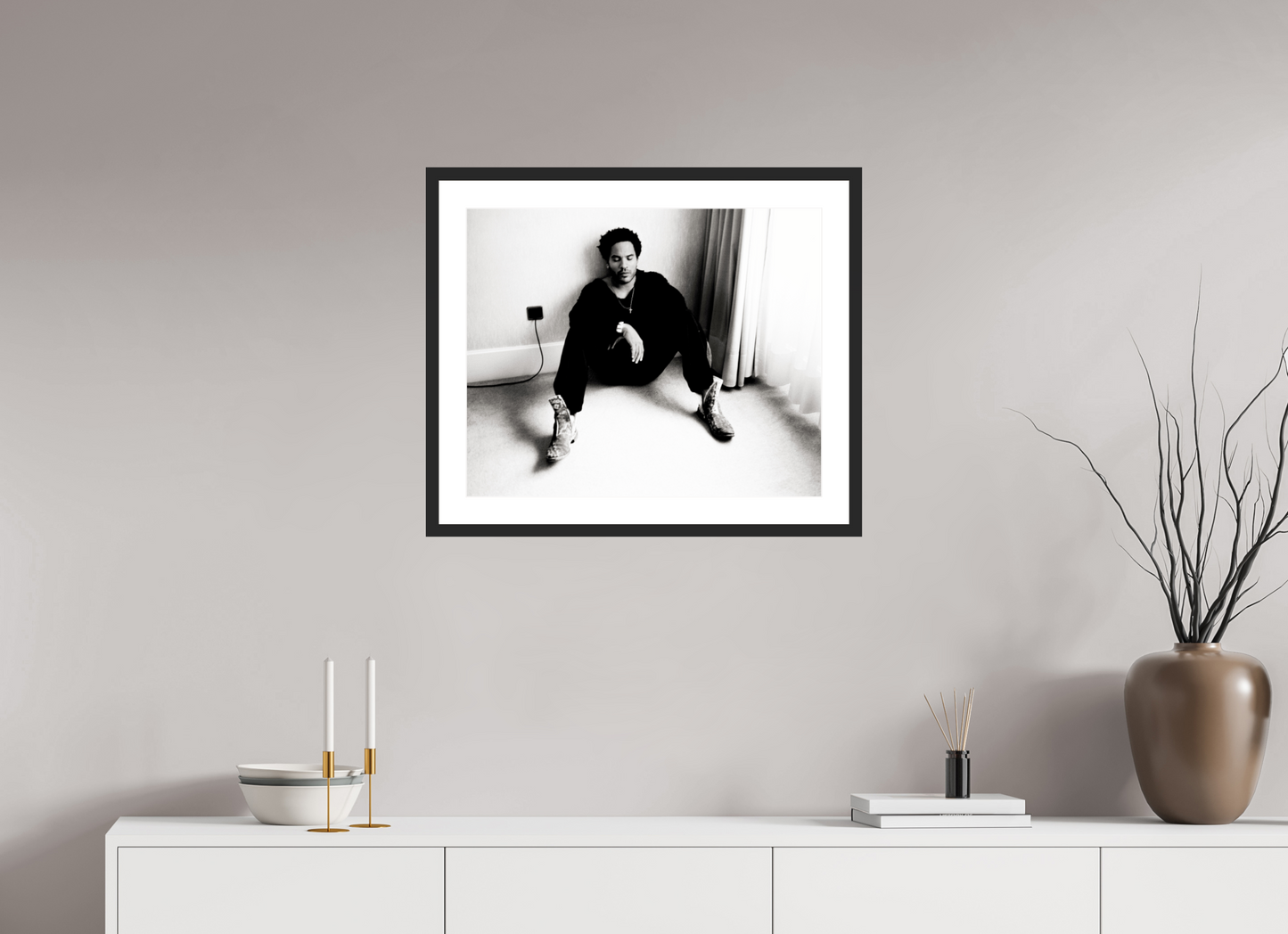 61,3 x 50 cm, Wood Frame with Passe-Partout | Black Matte Lenny Kravitz 08