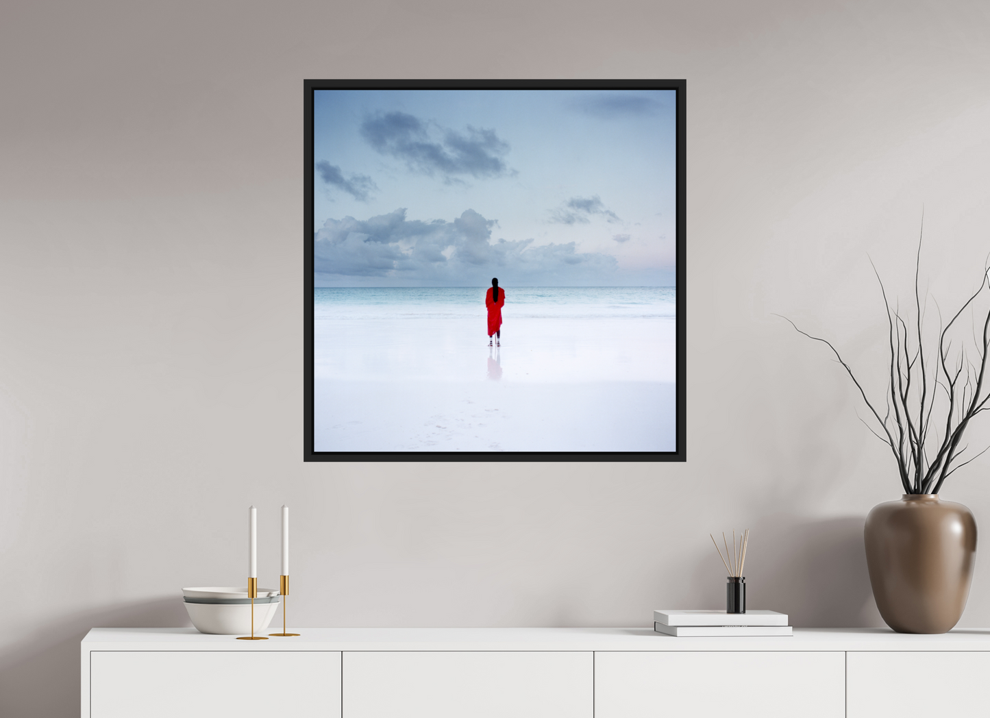 80 x 80 cm, Floater Frame | Black Matte Massai - Zanzibar, Tansania 03