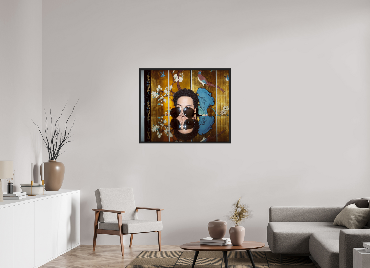 98,1 x 80 cm, Floater Frame | Black Matte Lenny Kravitz 05