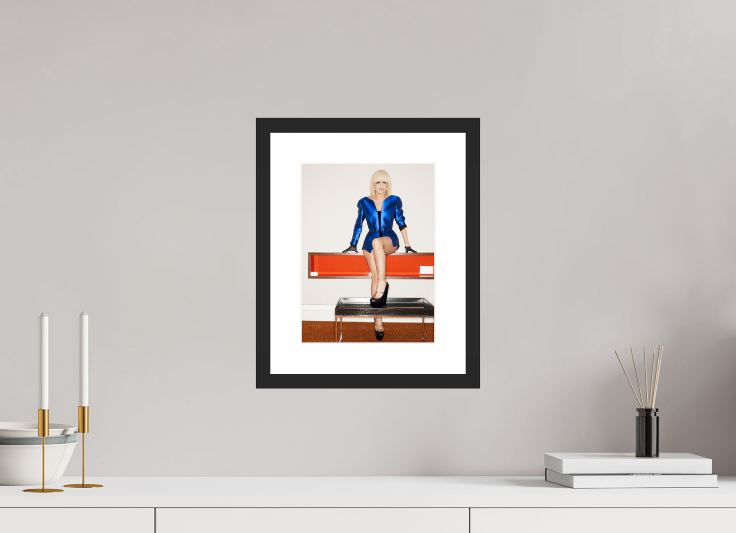 21 x 28 cm, Wood Frame with Passe-Partout | Black Matte Lady Gaga 05