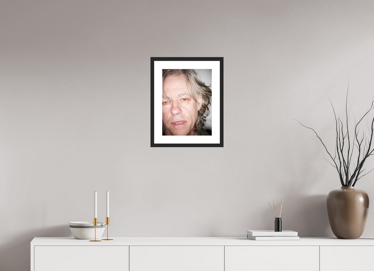 30 x 40 cm, Wood Frame with Passe-Partout | Black Matte Bob Geldof 03