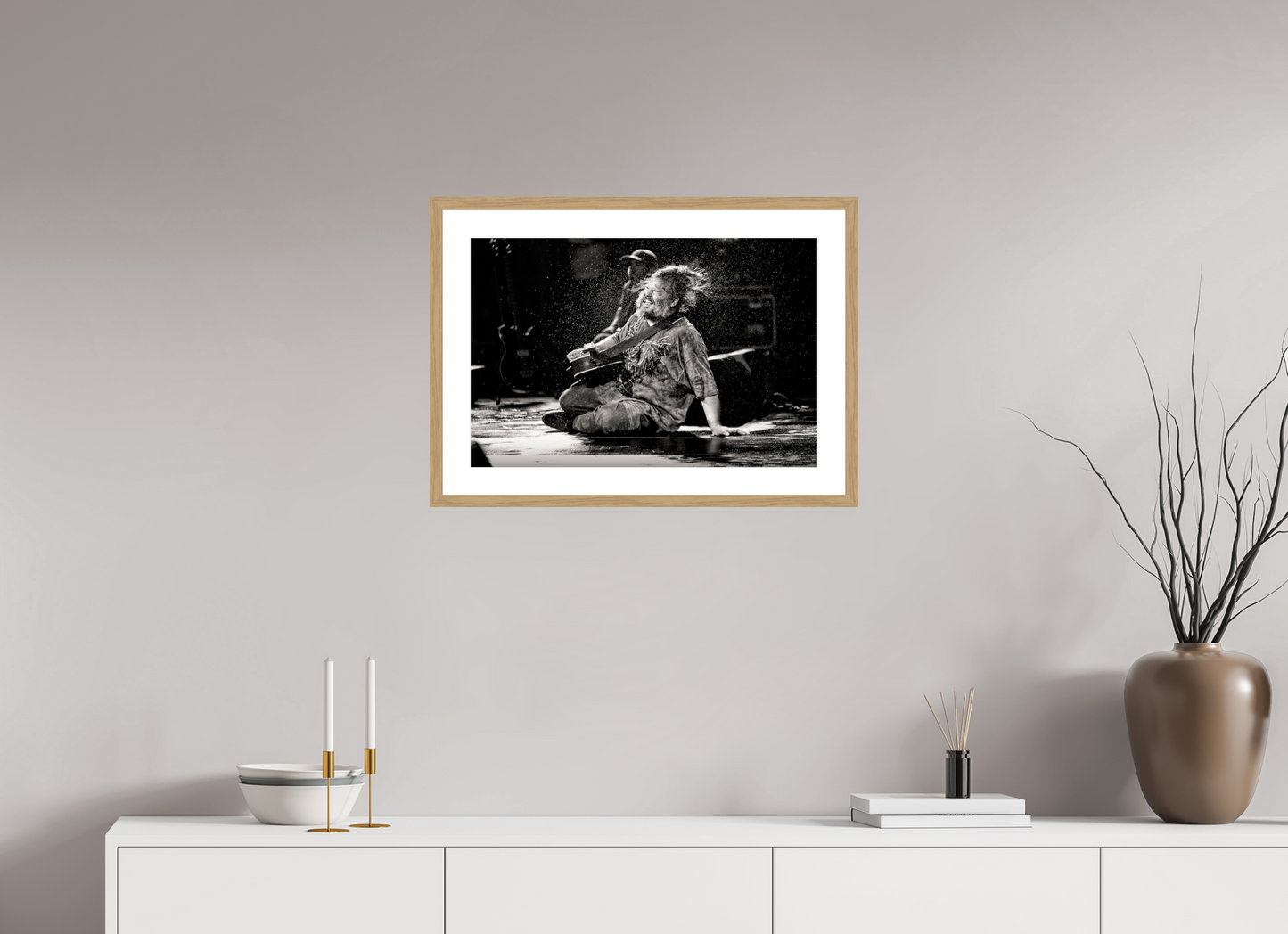 60 x 40 cm, Wood Frame with Passe-Partout | Oak Jack Black - Tenacious D Live 01
