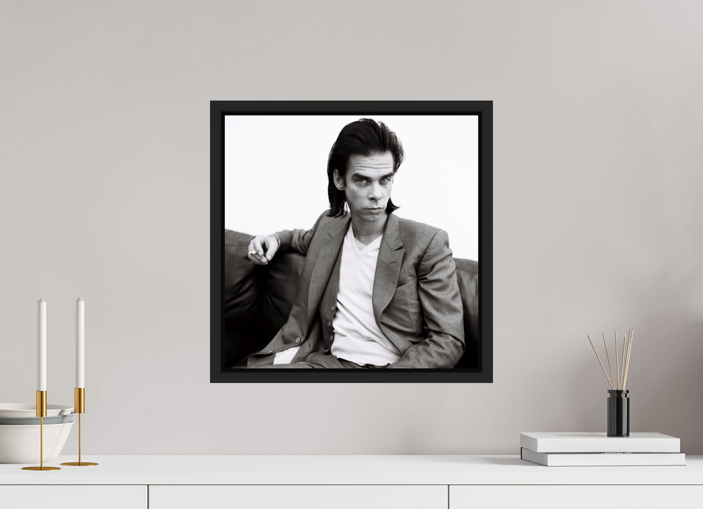40 x 40 cm, Floater Frame | Black Matte Nick Cave 01