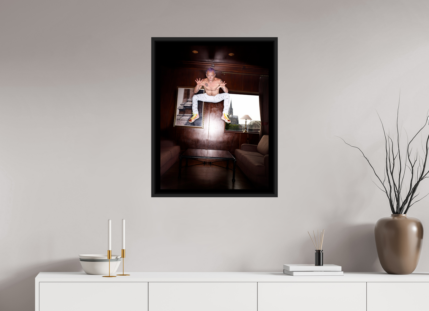 60 x 77,1 cm, Floater Frame | Black Matte Flea - Red Hot Chili Peppers 02