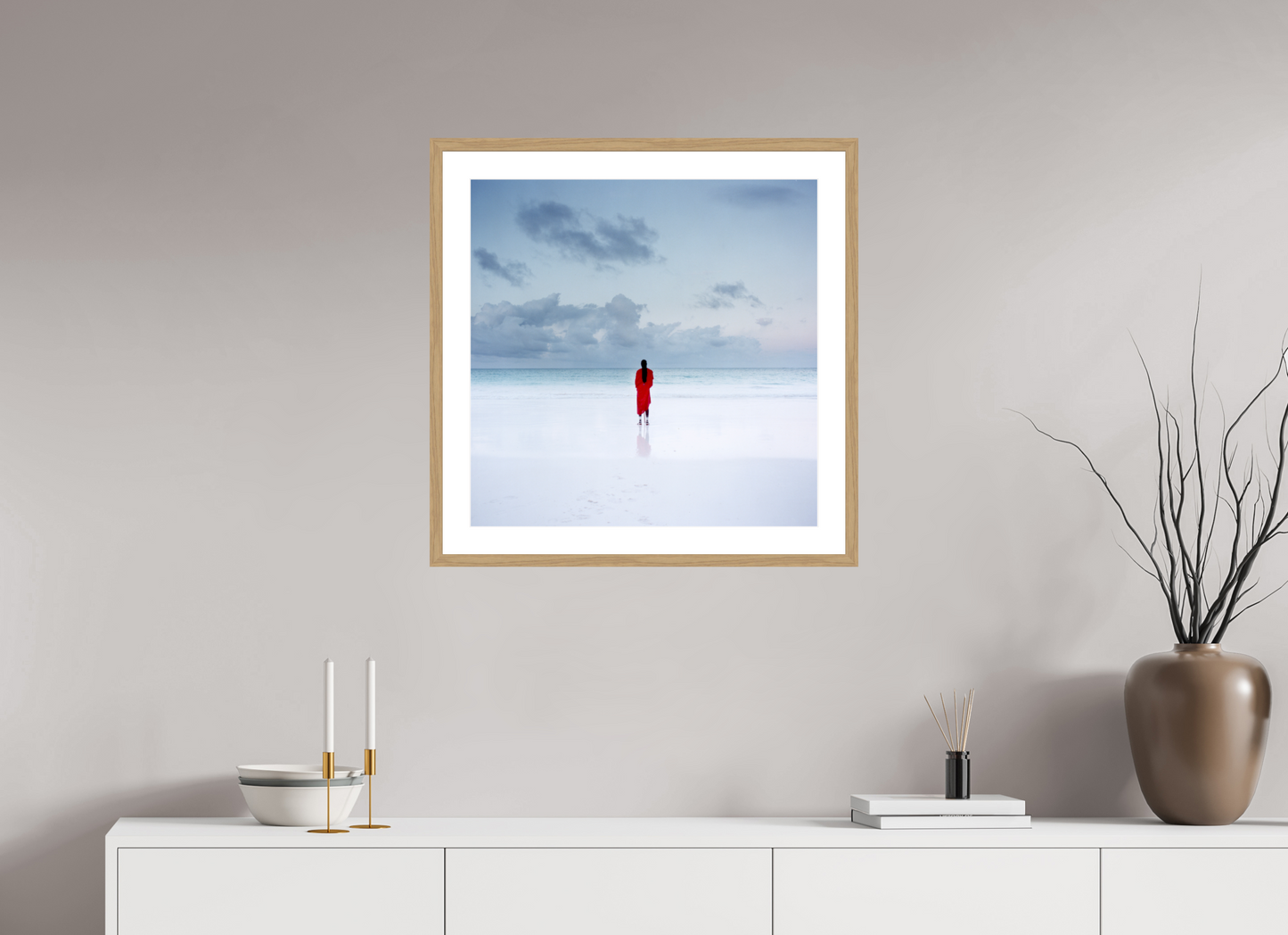 60 x 60 cm, Wood Frame with Passe-Partout | Oak Massai - Zanzibar, Tansania 03