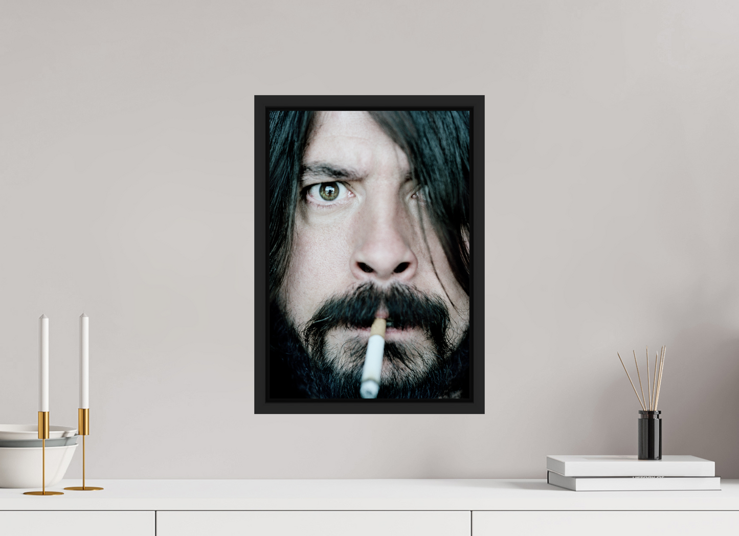30 x 43,2 cm, Floater Frame | Black Matte Dave Grohl - Foo Fighters 01