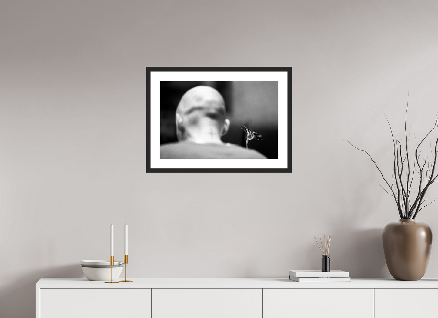 60 x 40 cm, Wood Frame with Passe-Partout | Black Matte Moby 02