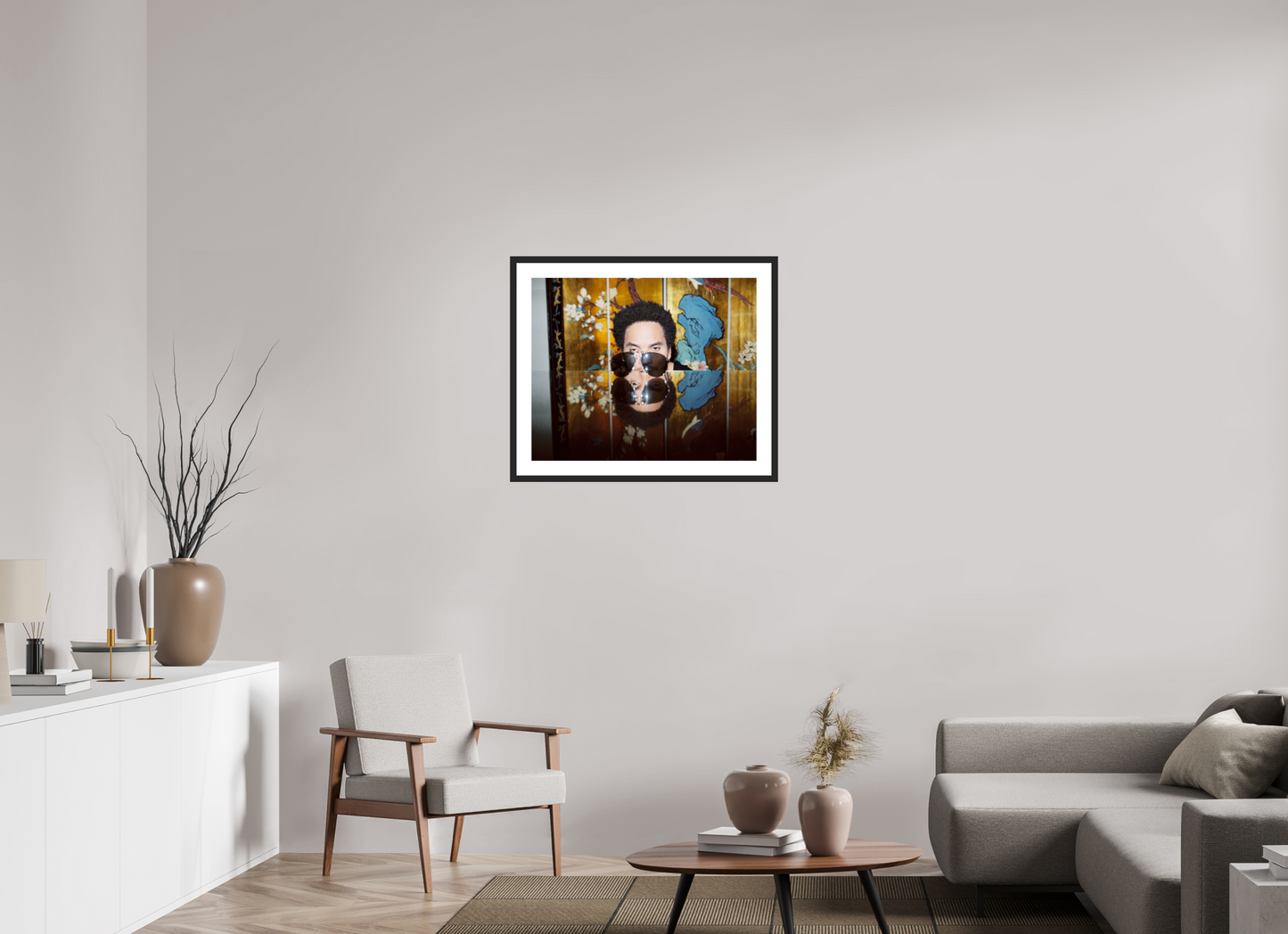 73,6 x 60 cm, Wood Frame with Passe-Partout | Black Matte Lenny Kravitz 02