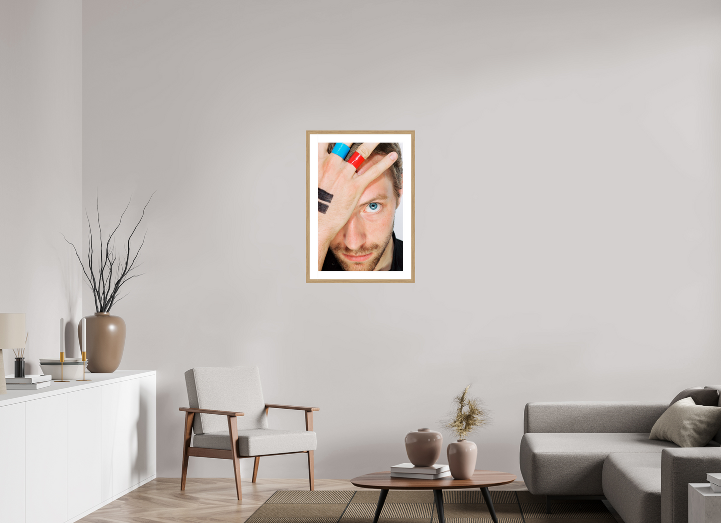 50 x 75 cm, Wood Frame with Passe-Partout | Oak Chris Martin - Coldplay 04