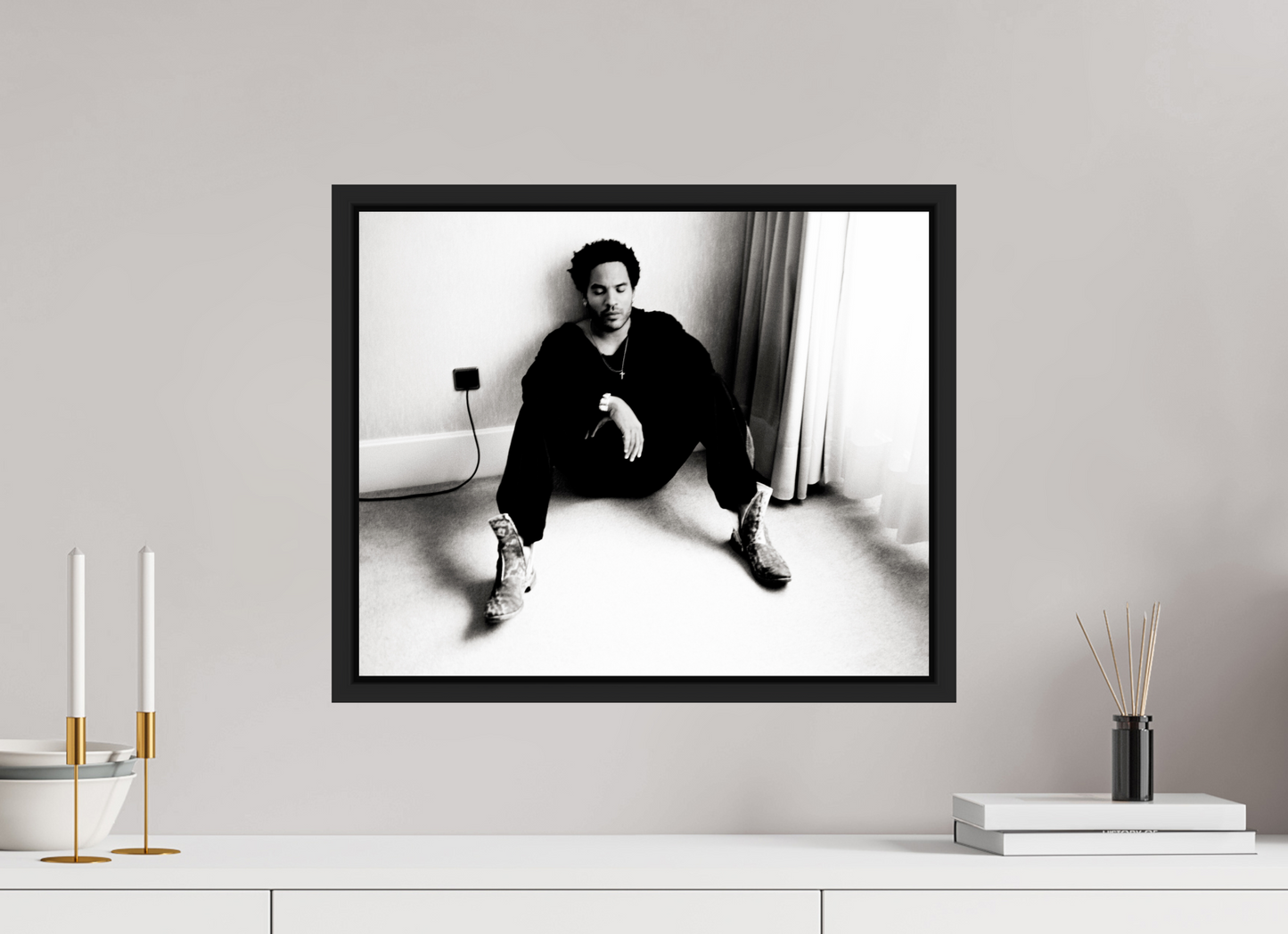 49,1 x 40 cm, Floater Frame | Black Matte Lenny Kravitz 08