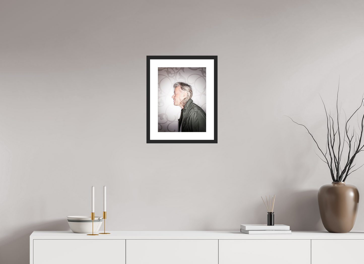 30 x 40 cm, Wood Frame with Passe-Partout | Black Matte Bob Geldof 01